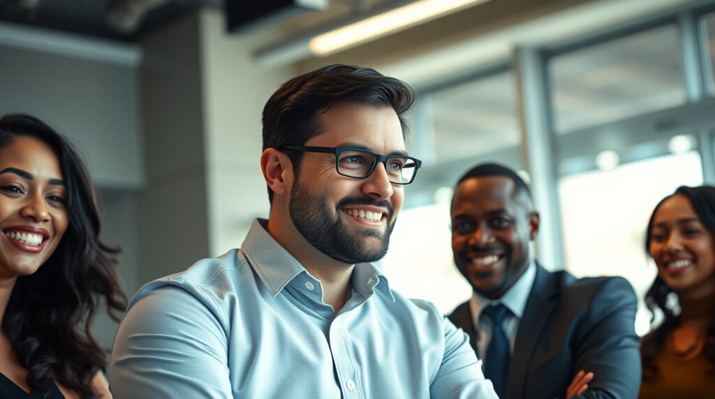 Líder reconociendo el esfuerzo del equipo.