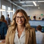 Líder inspirando a un equipo de startup con energía y conexión.