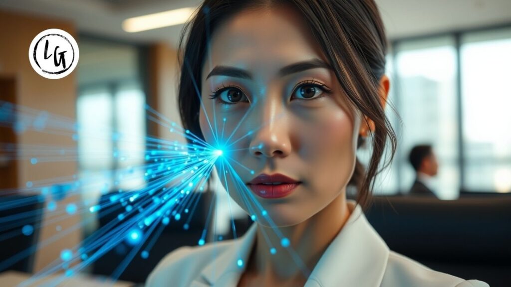 Ejecutiva de élite utilizando psicología de la persuasión para decodificar las intenciones y alinear voluntades en una junta.