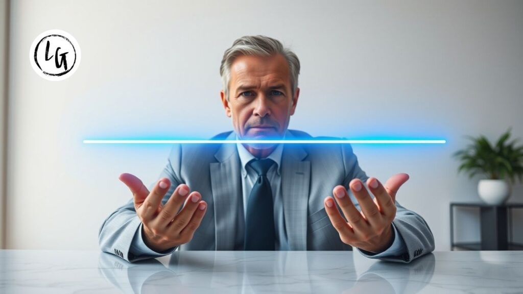 Líder senior aplicando comunicación asertiva ejemplos para el equilibrio organizacional.