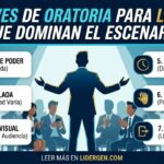 Infografía sobre 7 técnicas de oratoria para líderes y gestión de equipos en Lidergen