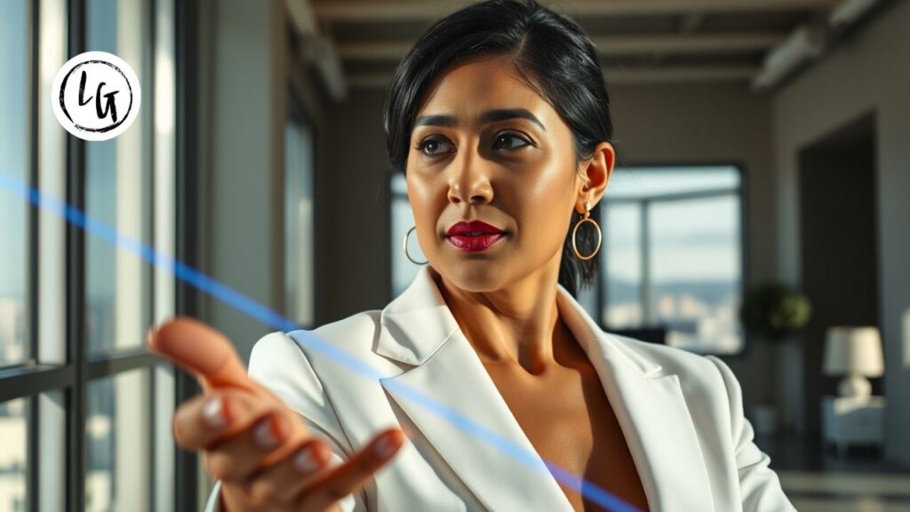 Ejecutiva demostrando claridad mediante comunicación asertiva ejemplos estratégicos.