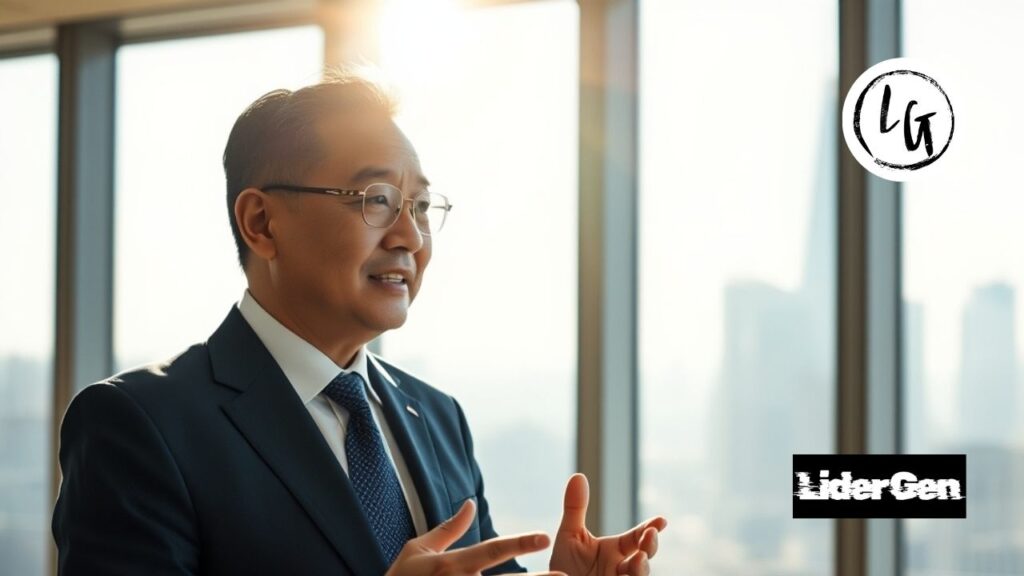 Directivo proyectando seguridad en la gestión de creencias sobre el dinero y rentabilidad.