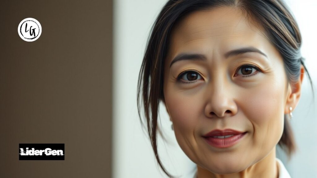 Líder femenina utilizando la comunicación asertiva para resolver conflictos con éxito.