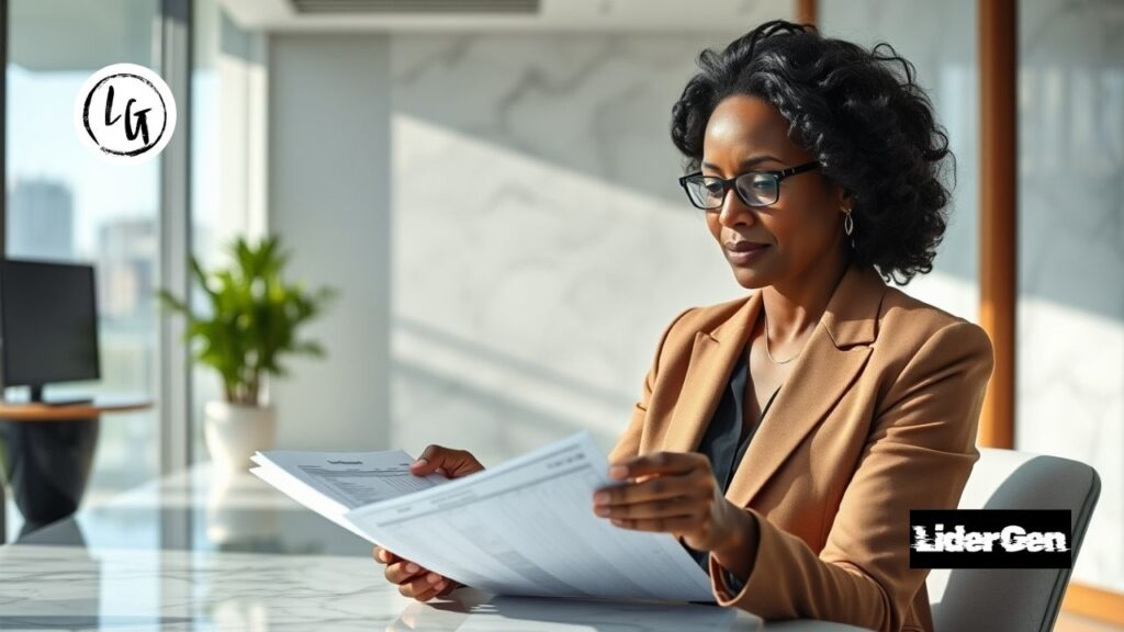 Administradora senior analizando competencias técnicas y financieras de alto nivel.