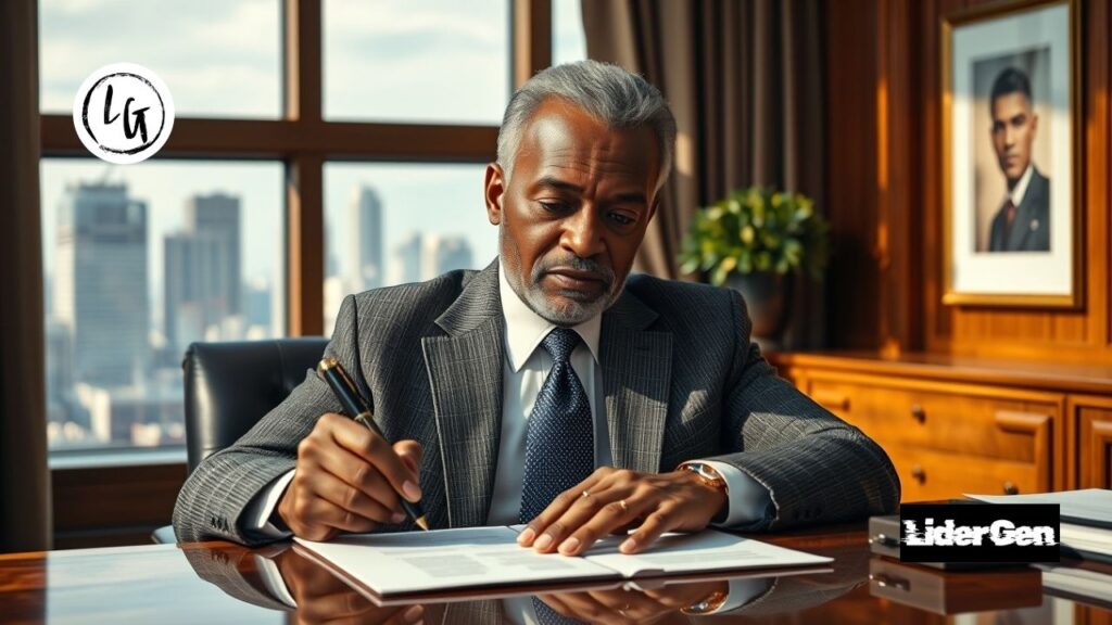 Líder senior evaluando certidumbre riesgo e incertidumbre en el mando.