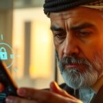 Hombre experto analizando la seguridad y protocolos de un neobanco moderno.